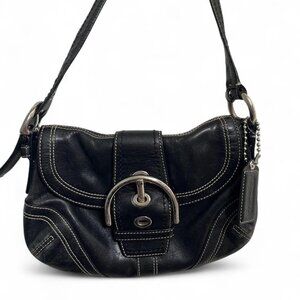 Black leather Coach Soho flap bag!